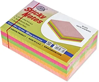 FIS Sticky Note Pad, 4X6 inches, Pack of 5, Ruled 5 Assorted Neon Color -FSPO4X6RN5C