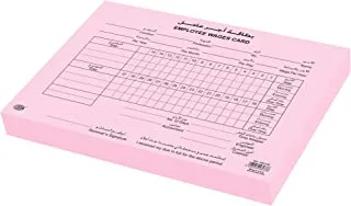 100-Piece FIS Employees Wages Card (Arabic-English) 274x197mm, Pink/Black - FSCLOWN