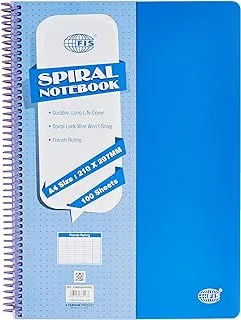 FIS FSNBSA4FRPPBL French Ruling Spiral PP Soft Cover Notebook, 100 Sheets, A4 Size, Blue
