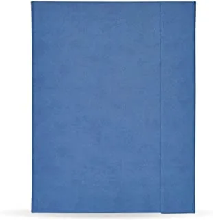 غطاء من البولي يوريثان الإيطالي FIS FSMFEXNBA5LBL مع وسادة كتابة مسطرة فردية 96 ورقة مجلد مغناطيسي من الورق العاجي ، مقاس A5 ، أزرق فاتح