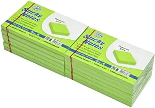FIS FSPO35FGR Sticky Note Pads, 100 Sheets, 12-Pack, 3-inch x 5-inch Size, Fluorescent Green