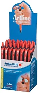 Artline 8410 Retractable Ballpoint Pen 50-Pieces, Red