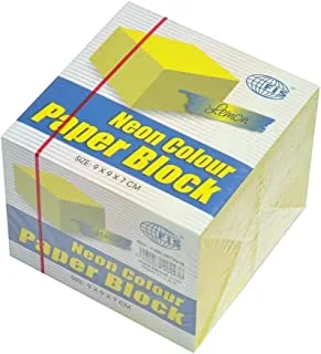 FIS FSBL997N210 Loose Paper Block, 9 cm x 9 cm x 7 cm Size, Neon Lemon