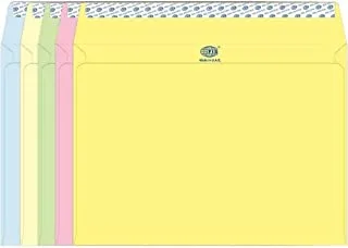 FIS FSEC8042P550 80 GSM Peel and Seal Pastel Envelope 50 عبوة ، 229 × 324 ملم الحجم ، 5 ألوان متنوعة