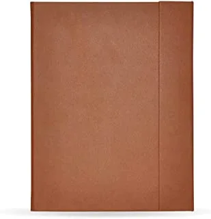 FIS FSMFEXNBA4LBR Italian PU Cover with Writing Pad Single Ruled 96 Sheets Ivory Paper Magnetic Folder, A4 Size, Light Brown