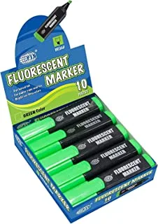 قلم ماركر فلورسنت من اف اي اس ، 10 قطع ، أخضر