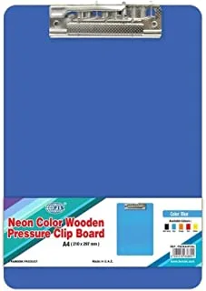 Fis Neon Color Wooden Clip Boards, A4 Size, Blue