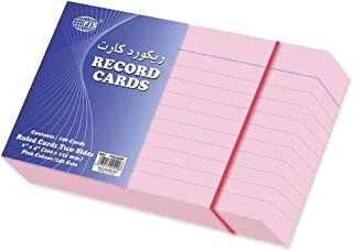 FIS FSIC64PI 240 GSM Ruled Colored Record Card 100-Pieces Set, 6-Inch x 4-Inch Size, Pink