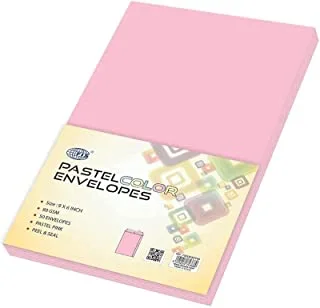 FIS FSEC8032PP50 80 GSM Peel and Seal Pastel Envelopes 50-Pack, 9 x 6 Inch Size, Pink