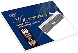 FIS FSWE1226PBD50 Peel and Seal Envelope 50-Pieces, 162 mm x 229 mm Size, White