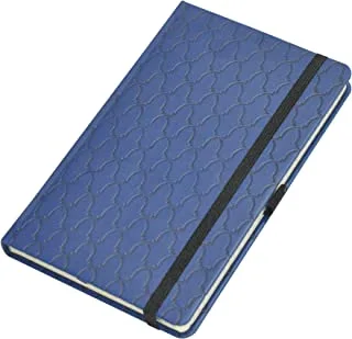 FIS Executive Notebook, Size 13x21CM, 96 Sheets Single Line With Elastic PU Window Blue Design 1 -FSNBEX13X21BLD1