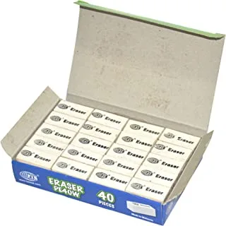 FIS FSERPE40W Erasers 40-Pieces, White