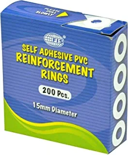 FIS FSRR-200 Self Adhesive PVC Re-inforcement Rings 500-Piece Set, 15 mm Diameter
