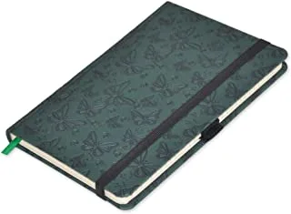 FIS Executive Notebook, Size 13x21CM, 96 Sheets Single Line With Elastic PU Window Green Design 6 -FSNBEX13X21GRD6