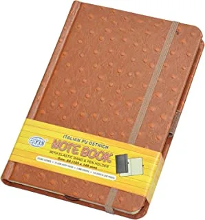 FIS FSNBEX5MMA6BR Ivory Paper 120 Sheets 5mm Square with Elastic Band Ostrich Italian PU Cover Notebook with Pen Holder and Gift Box, A6 Size, Brown