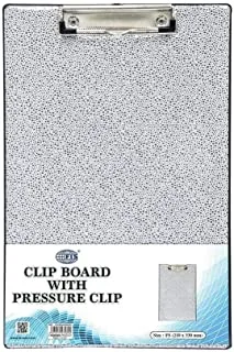 FIS PVC Clip Boards with Wire Clip, F4 Size, Black/White