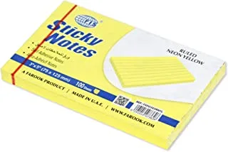 FIS Sticky Note Pad, 3X5 inches, Pack of 12, Ruled Neon Yellow -FSPO3X5RNYL