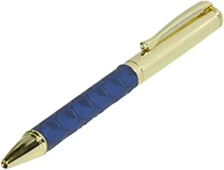 FIS FSPNGPUBLD3 أقلام ذهبية مع غلاف PU إيطالي منقوش وصندوق هدايا ، أزرق