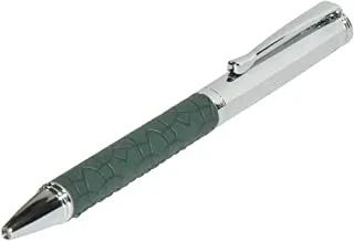 FIS FSPNSPUGRD5 Pen with Embossed Italian PU Wrapper and Gift Box, Silver/Green