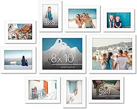 Americanflat 10 Piece White Picture Frames Collage Wall Decor - Gallery Wall Frame Set with Two 8x10, Four 5x7, and Four 4x6 Frames, Shatter Resistant Glass, Hanging Hardware, and Easel Included