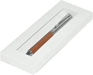 FIS FSPNSPUBR Pen with Italian PU Wrapper, Silver/Brown