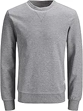 JACK & JONES PLUS Men's Jjebasic Sweat Crew Neck Noos Ps Hooded Sweatshirt, Light Grey Mix, 4XL Plus