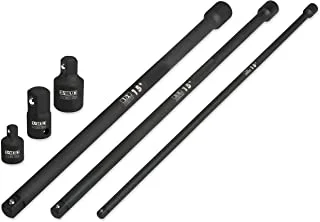 Neiko 00258A 15” Impact Extension Bar And Multi-Drive Adapter Set | 6 Piece | 1/4, 3/8, 1/2-Inch Drive Adapters | Cr-V Steel Construction