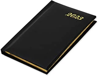 دفتر يوميات للجيب الذهبي من اف اي اس 2023 ، فينيل انجليزي ، منظر اسبوع مبطن من الجانب ، اسود - FSDI12EG23BK