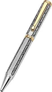 Xezo Legionnaire 18-Karat Gold, Platinum Plated Twist-Action Medium Point Ballpoint Pen. Diamond-Cut Engraved. Finely Hand-Etched. Individually Numbered. A Unique Gift (Legionnaire 500 B)