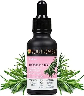 Soulflower Rosemary Essential Oil For Hair Growth- Minty Aroma- 100% Pure, Organic, Natural, Vegan, Cruelty Free - Halal Certified, Clinically Tested, Ecocert Cosmos Organic Certified, 30 ml/ 1 Fl Oz