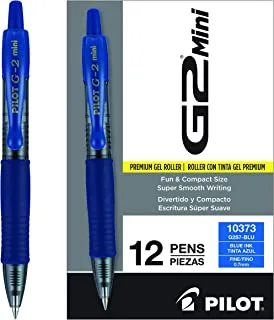 أقلام جل بايلوت، G2 Mini Premium Rolling Ball، ذات نقطة دقيقة 0.7 مم، أزرق، عبوة من 12 قلمًا
