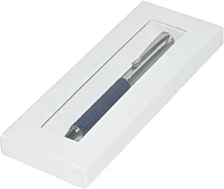 FIS FSPNSPUBLD4 Pen with Embossed Italian PU Wrapper and Gift Box, Silver/Blue