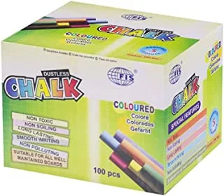 FIS FSCTKOC100 Dustless Color Chalk 100-Pieces Box