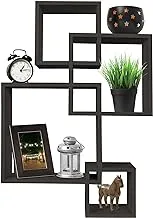 Greenco 4 Cube Intersecting Wall Mounted Floating Shelves Espresso Finish