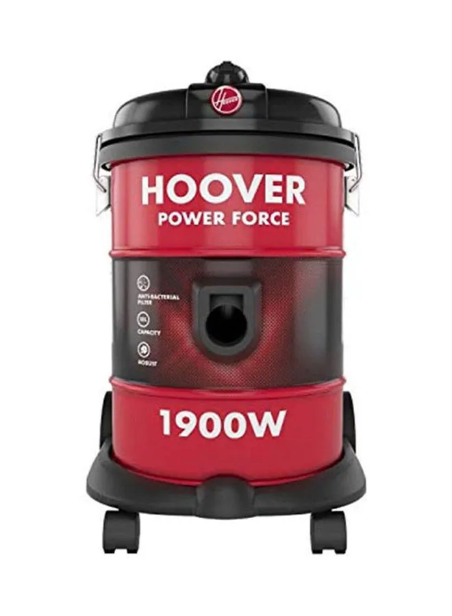 HOOVER Power Force Drum Vacuum Cleaner 18 Litre Capacity, With Blower Function For Home & Office Use 18 L 1900 W HT87-T1-ME Red/Black