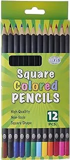 طقم أقلام تلوين مربعة 12 قطعة من اف اي اس