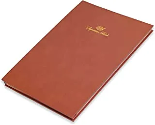 FIS FSCL20-10C كتاب توقيع بغلاف فينيل مكون من 20 ورقة مع أوراق داخلية ، مقاس 240 مم × 340 مم ، بني