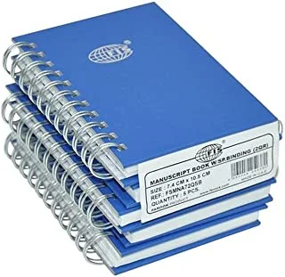 FIS FSMNA72QSB 8mm Single Ruled 96 Sheets Spiral Manuscript Books 5-Pack, 2 Quire Size, Blue