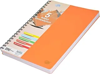 FIS FSUB5SPPSA 200 Sheets 5 Micro Perforated Pages Subject University Books, A4 Size, Orange