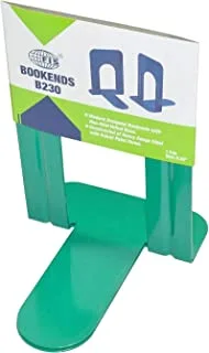 FIS Metal Body Bookend 2-Pieces, 190 mm x 152 mm x 210 mm Size, Green