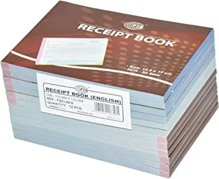 FIS 50-Sheets English Receipt Book 12-Pieces