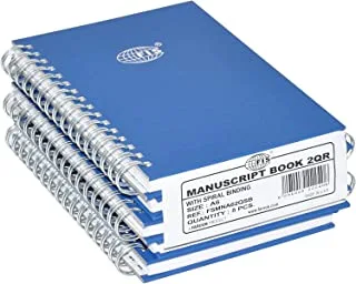 FIS FSMNA62QSB 8mm Single Ruled 96 Sheets Spiral Manuscript Books 5-Pack, 2 Quire Size, Blue
