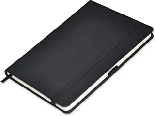FIS Executive Notebook, Size 13x21CM, 96 Sheets Plain, With Elastic,PU Window,Black -FSNBEX132196BK-P