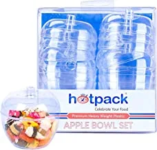 Hotpack Apple Shaped Plastic Bowls with Lid 10-Pieces, Clear