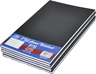 FIS 96 Sheets 192 Pages Single Line PVC Cover Note Book 5-Pieces Set, Black