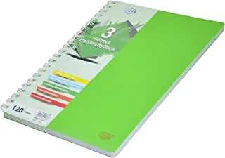 FIS FSUB3SPPPA 120 Sheets Micro Perforated Pages 3 Subject University Books, A4 Size, Green