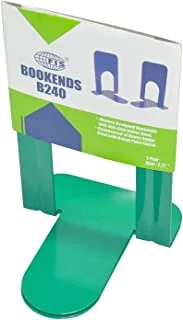 FIS Metal Body Bookend 2-Pieces, 136 mm x 117 mm x 185 mm Size, Green