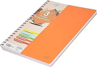 FIS FSUB3SPPSA 120 Sheets Micro Perforated Pages 3 Subject University Books, A4 Size, Orange