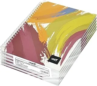 FIS LINBSA41804 Single Line 100 Sheets Spiral Hard Cover Notebook 5-Pieces, A4 Size