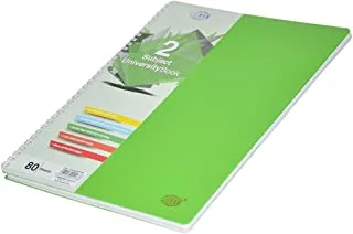 FIS FSUB2SPPPA 80 ورقة صغيرة مثقبة صفحات 2 كتب جامعية ، مقاس A4 ، أخضر